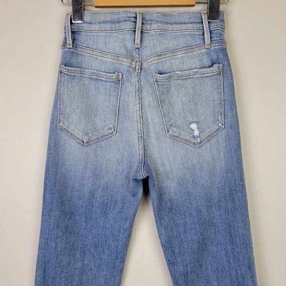 FRAME le sylvie slender straight jeans high rise overdrive distressed 24 - Picture 6 of 12